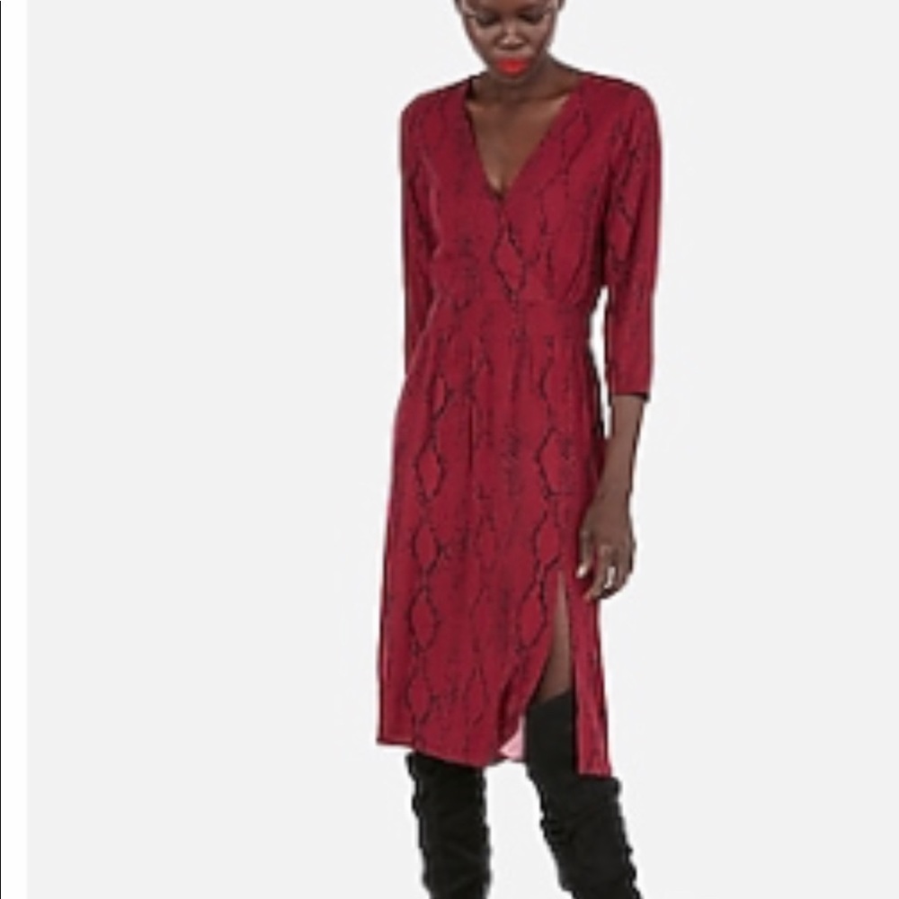 Express soft python print elastic waist dress